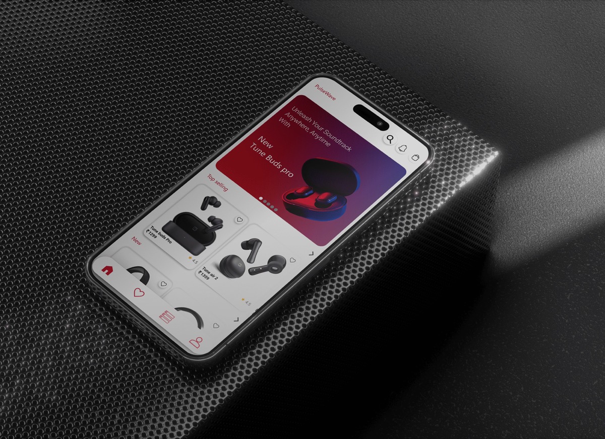 PulseWave headphones shopping interface